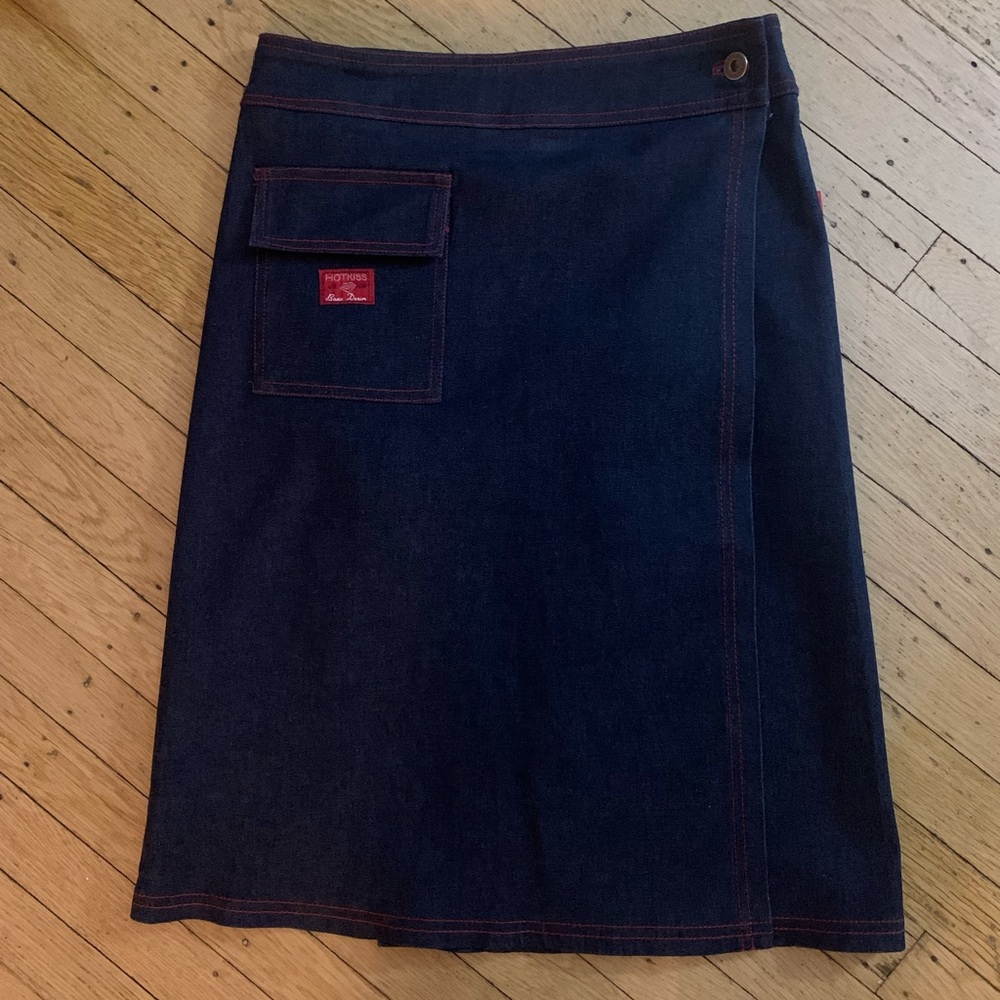 SOLD - Stretch Denim Wrap Skirt